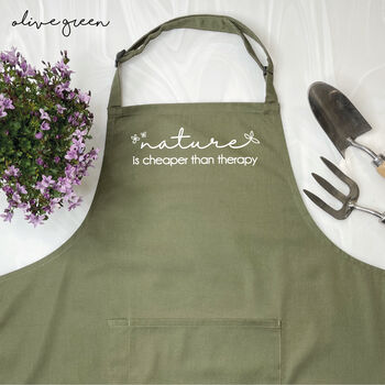 Gardening Apron 'Nature Is Cheaper Than Therapy', 4 of 4