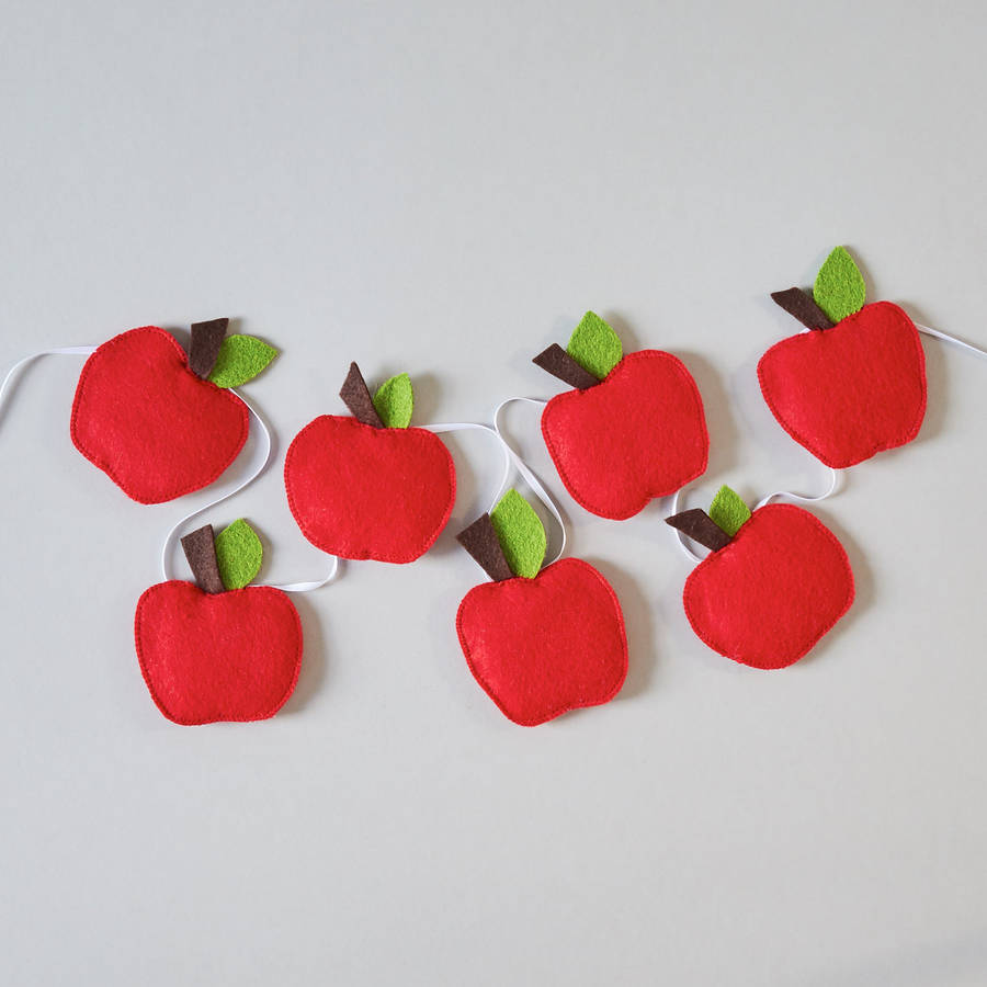 felt apple garland by the secret craft house