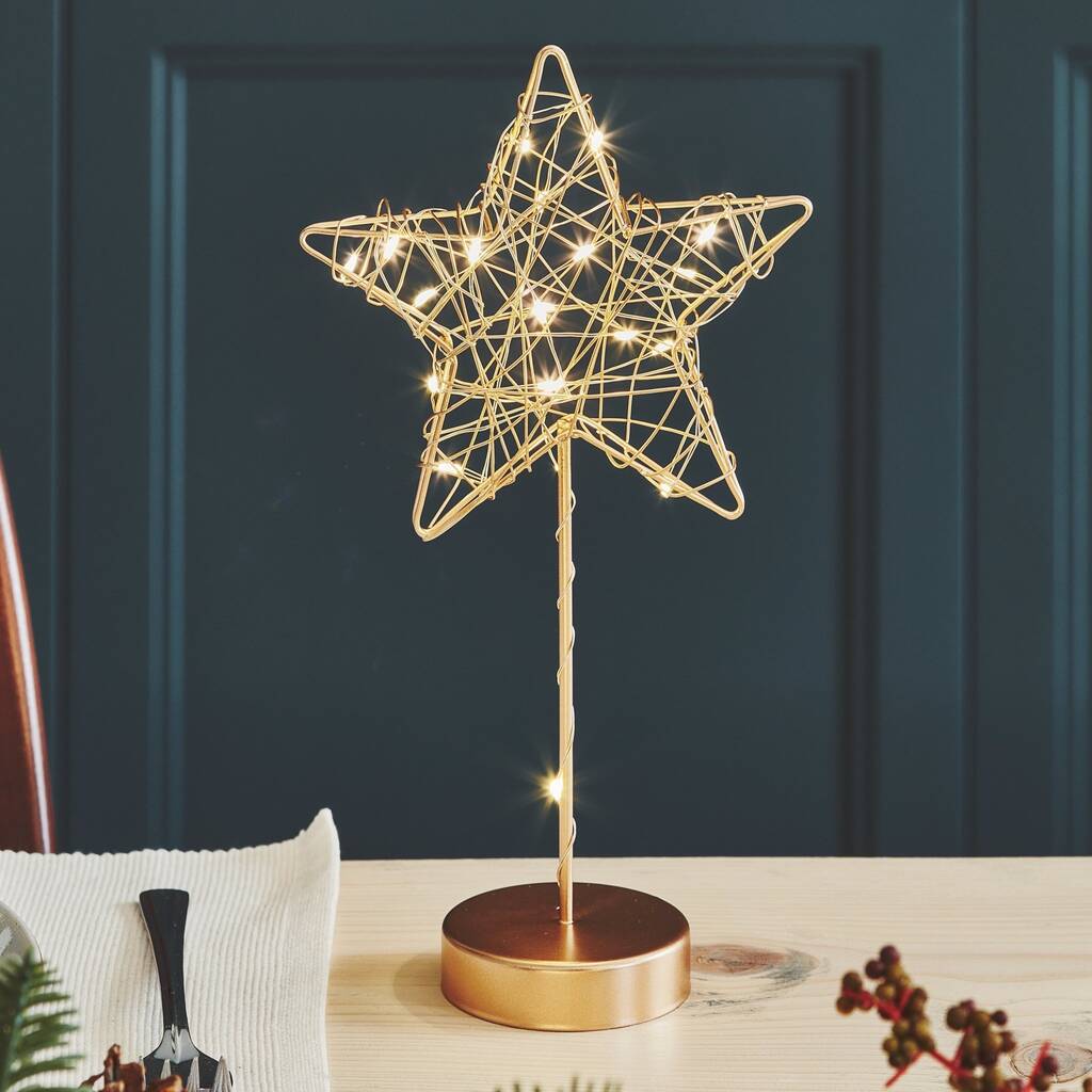 Gold Table Mesh Star Light With Warm White LED, 1 of 2