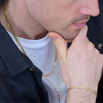 9ct Yellow Gold Solid Curb Chain Bracelet Eight Inch, 2 of 3