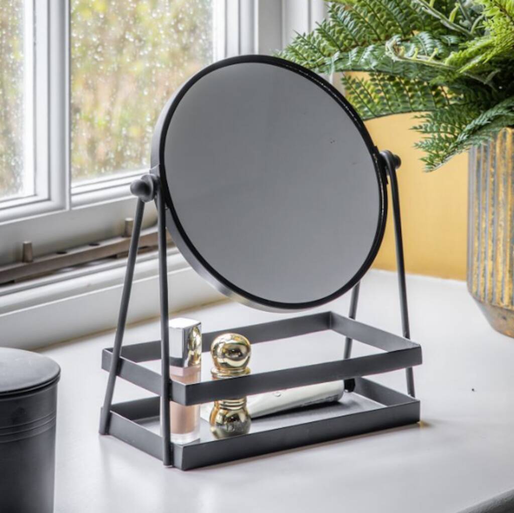 Metal Dressing Table Vanity Mirror In Black Or Silver, 1 of 6