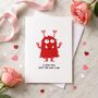 Funny Heart Monster Valentine’s Card, thumbnail 2 of 6