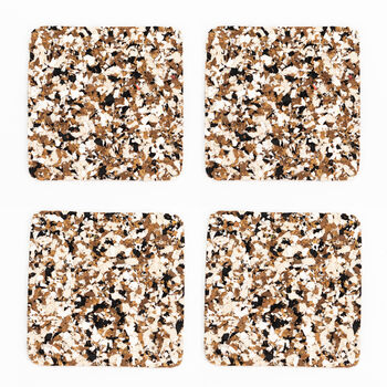 Black Speckled Square Cork Coasters Set Of Four, 2 of 6