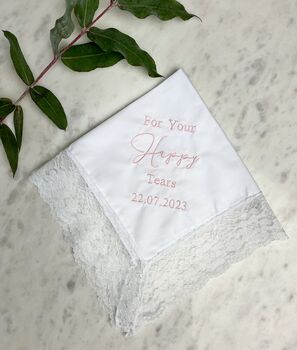 For Your Happy Tears Lace Wedding Handkerchief, 2 of 5