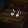 Sterling Silver Simulated Moonstone Drop Earrings, thumbnail 3 of 12