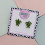 Green Turtle Glitter Studs, thumbnail 3 of 4