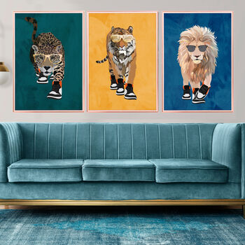 Set Of Three Custom Colour Prints Animals Wearing Shoes, 6 of 10