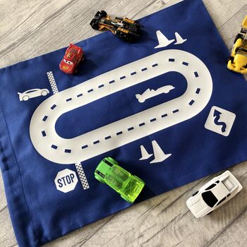 Personalised Car Race Track Travel Play Mat Bag, 2 of 6