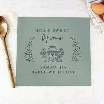 Personalised New Home Glass Chopping Board, 3 of 4