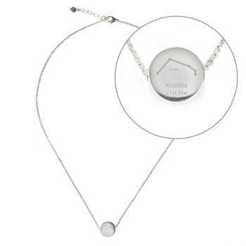 Personalised Aries Zodiac Star Sign Silver Tone Necklace, 8 of 10