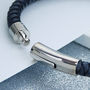 Men's Easy Clasp Leather Plait Bracelet, thumbnail 4 of 7