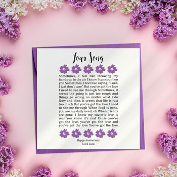 Personalised Floral Song Lyrics Card, 2 of 5