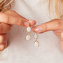 White Moonstone Double Gemstone Dangle Earrings, thumbnail 4 of 12
