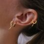 18ct Gold Plated Pave Spike Huggie Hoops, thumbnail 8 of 11