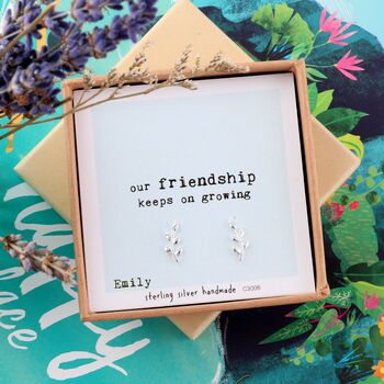'Friendship Grows' Leaf Earrings, 4 of 5