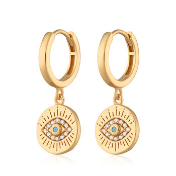 Evil Eye Charm Hoop Earrings, 5 of 6