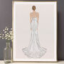 Wedding Dress Fashion Illustration, thumbnail 3 of 5