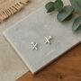 Sterling Silver Mini Kiss Cross Stud Earrings, thumbnail 1 of 6