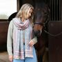 Equestrian Snaffle Bit Print Scarf | Grey And Pink, thumbnail 1 of 12
