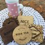 Set Of Six Wooden Biscuit Coasters, thumbnail 3 of 4