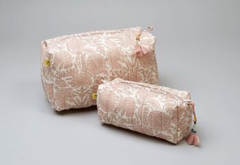 Pink Floral Amritsar Pattern Hand Block Print Wash Bag, 8 of 9