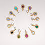 January Birthstone Garnet Gold Plated Huggie Hoop Earrings, thumbnail 6 of 11