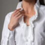 Lara White Fitted Blouse With Elizaethan Pleated Collar, thumbnail 4 of 4