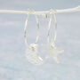Sterling Silver Mismatch Star And Moon Charm Hoops, thumbnail 5 of 8