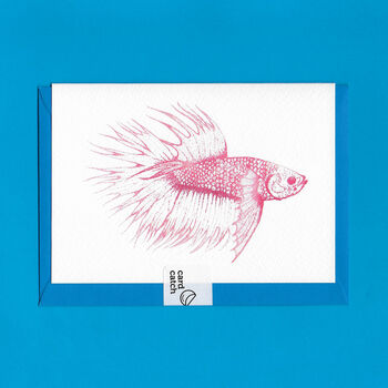 Pink Betta Fish Illustrated Blank Greeting Card, 4 of 10