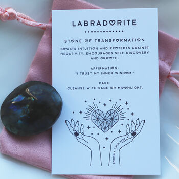 Labradorite Pocket Crystal With Gift Bag And Info Card, 4 of 7