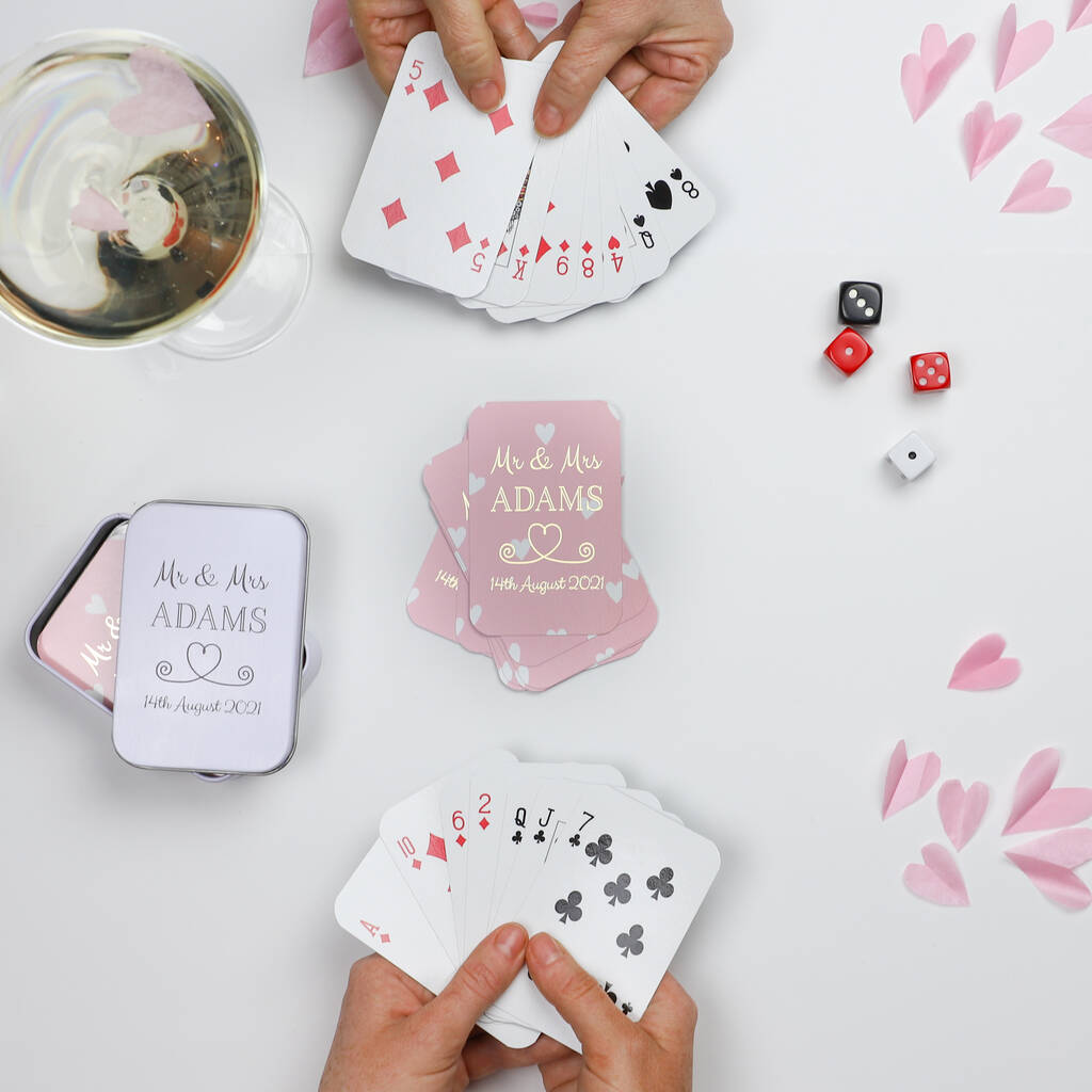 Personalised Wedding Foiled Heart Playing Cards By Proper Goose 