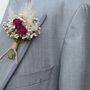Wedding Dried Flower Buttonhole Pampas Cerise Rose, thumbnail 1 of 2