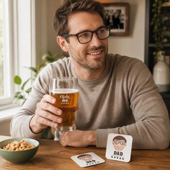 Personalised Pint Glass And Coaster Gift Set For Dad, 4 of 11
