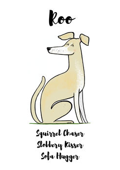 Whippet Personalised Dog Name And Personality Print, 5 of 6