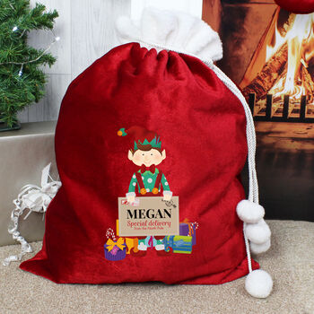 Personalised Christmas Elf Luxury Sack, 2 of 2