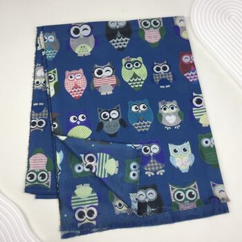 Colourful Owl Print Scarf, 2 of 9