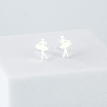 Sterling Silver Ballerina Stud Earrings, 2 of 5