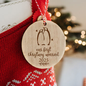 Penguin First Christmas Married Decoration In Gift Box, 3 of 5