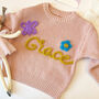Personalised Kids Name Sweater Hand Felted Butterfly And Flower Jumper, thumbnail 2 of 5