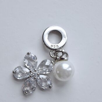 Flower And Pearl Charm With Freshwater Pearl 925, 5 of 7