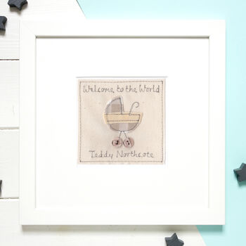 Personalised New Baby Boy Embroidered Picture Gift, 10 of 12