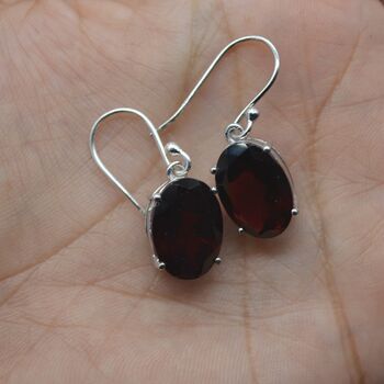 Garnet Earrings: Dangle Drop, Oval, January Birthstone, 3 of 11