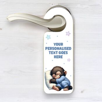 Personalised Cute Monkey Sleeping Hanger Gift, 2 of 3