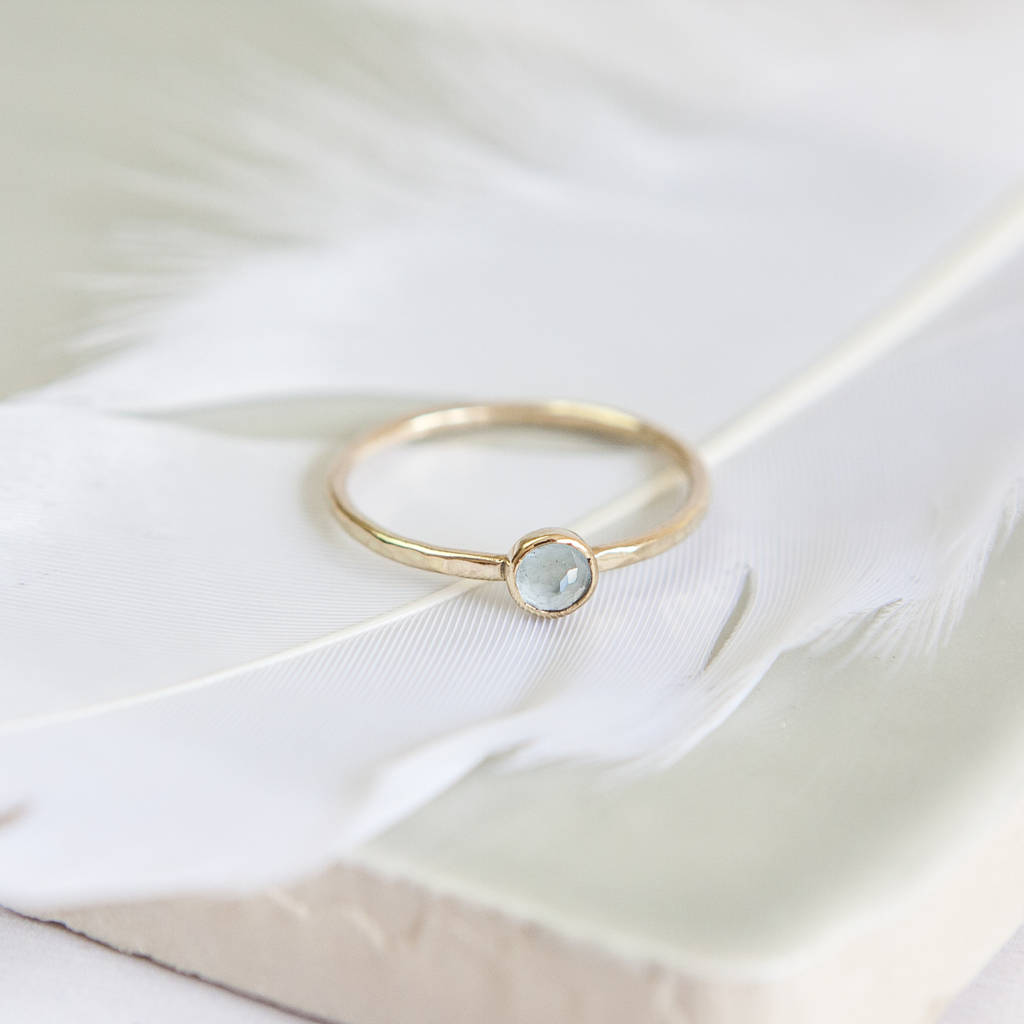 Nevis Ring // Aquamarine And Gold Stacking Ring, 1 of 6