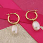 Gold Vermeil Hoop Earrings With Pearl Drop, thumbnail 1 of 3