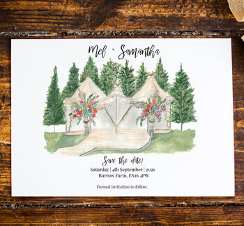 Watercolour Tipi Wedding Save The Date, 3 of 4