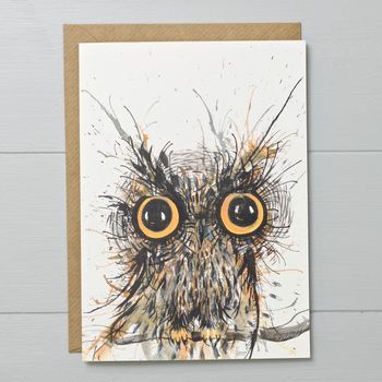 Wide Eyed Owl Greeting Card, 2 of 2