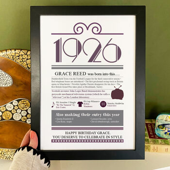 Personalised 100th Birthday Gift Print Life In 1926, 2 of 8