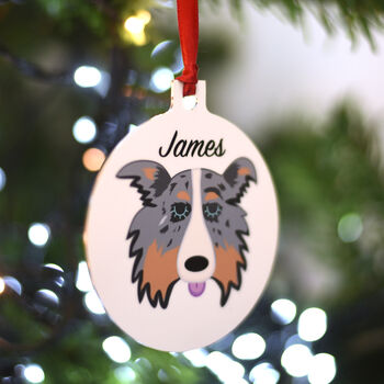 Border Collie Dog Personalised Christmas Decoration, 7 of 10
