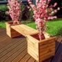 Wooden Garden Bench With Planters, thumbnail 1 of 2
